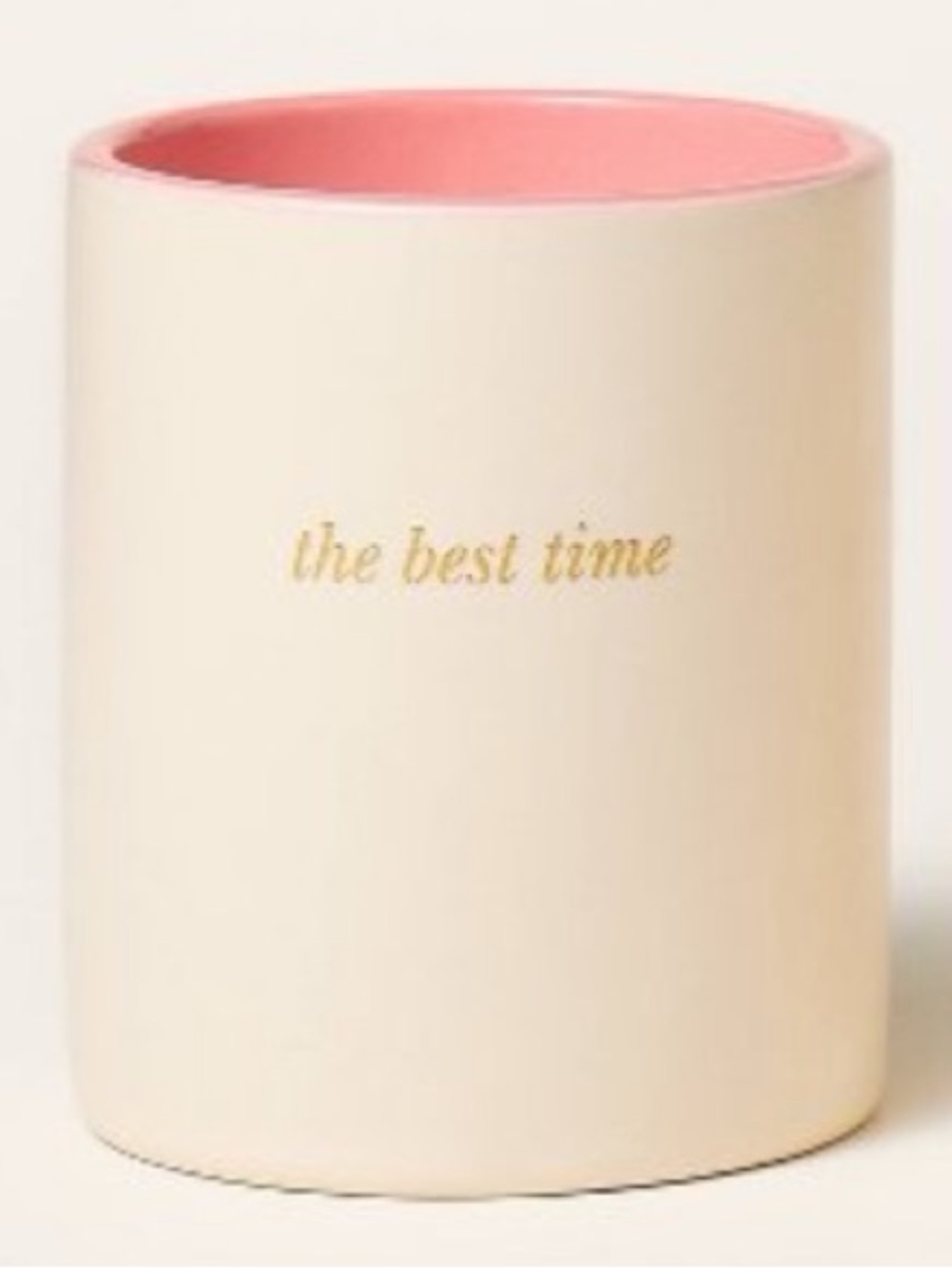 kate spade Pink and Cream Ceramic Candle - "the best time" in deep in the GLOW